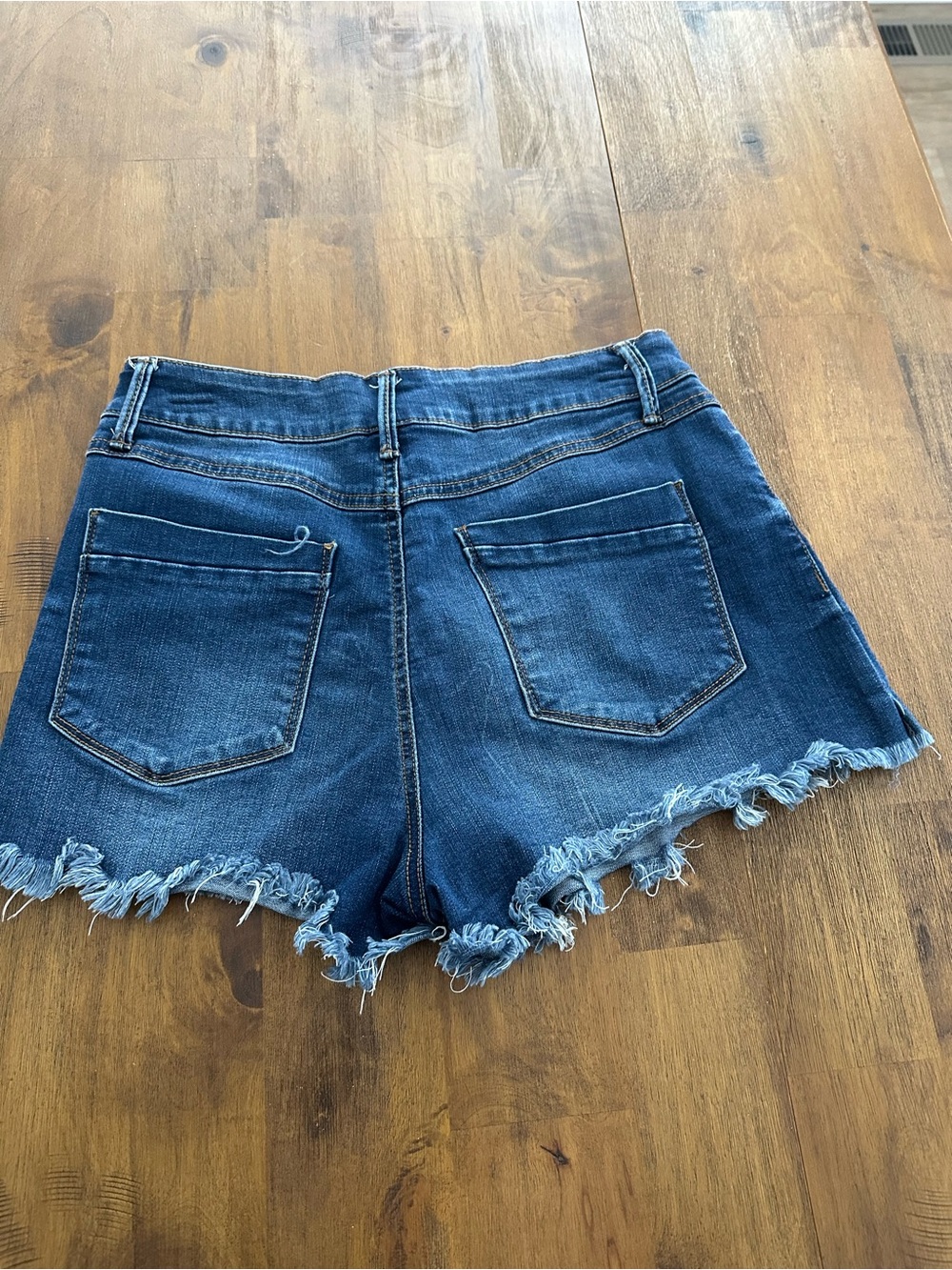 Rewash Dark Blue Frayed Hem Denim Shorts - Picture 2 of 3